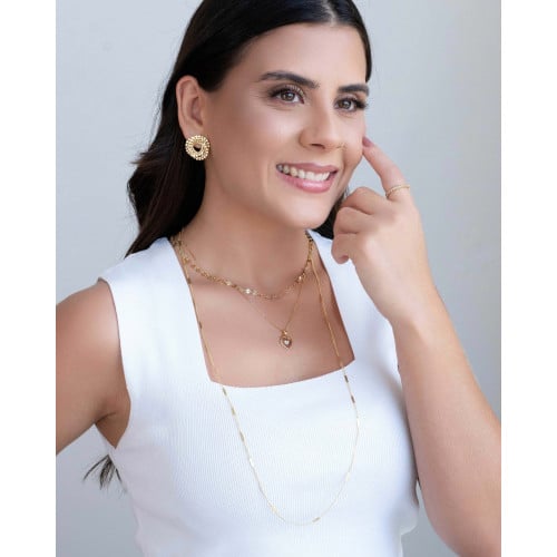 Gargantilha Plaquinhas Redondas 4 mm Banhado a Ouro 18K