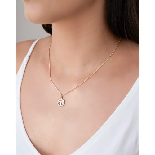 Gargantilha Veneziana Árvore Cravejada Cristal Banhado a Ouro 18K