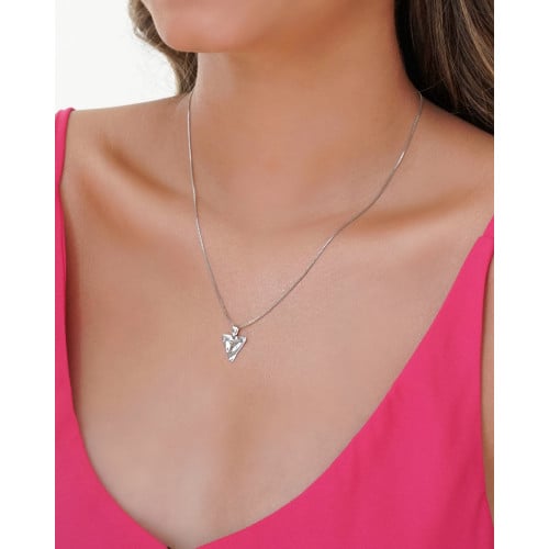 Gargantilha Veneziana Triângulo Orgânico Ródio Branco