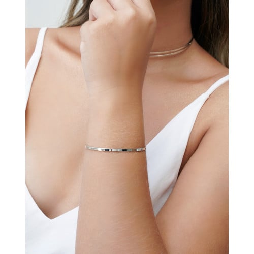 Bracelete Liso Ródio Branco