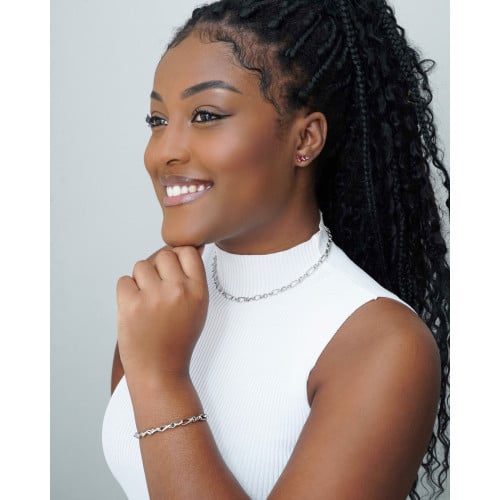 Pulseira Elos Torcidos 4 mm Ródio Branco