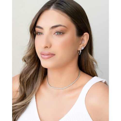 Choker Riviera Cristal 2 mm Ródio Branco