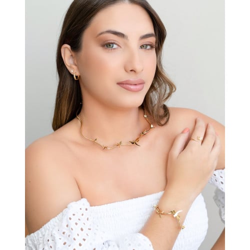 Brinco Ponto de Luz Cristal 4 mm Banhado a Ouro 18K