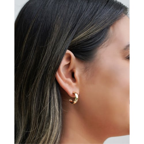 Argola Lisa Abaulada 1.6 cm Banhado a Ouro 18K
