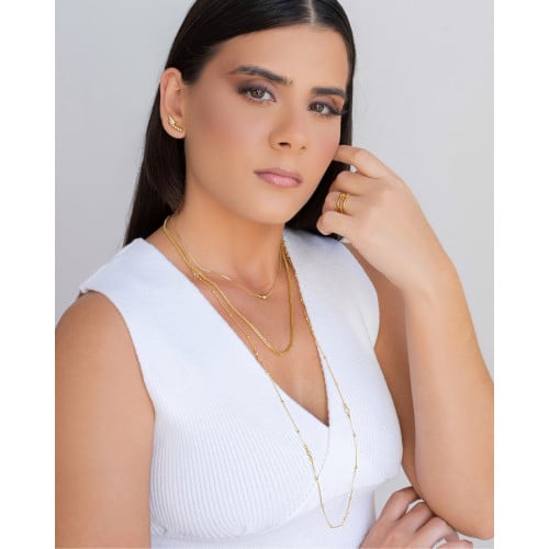 Anel Filetes Bolinhas Pontos de Luz Cristal Tamanho 17 Banhado a Ouro 18K