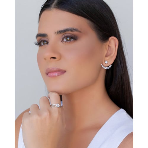 Ear Jacket Pontos de Luz Cristal Ródio Branco