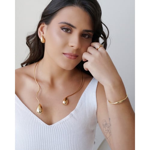 Anel Ajustável Liso Tamanho G Banhado a Ouro 18K