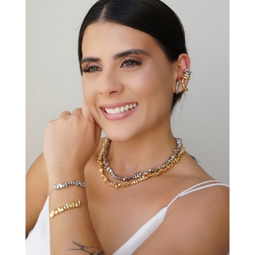 Piercing Dois Filetes Orgânico Banhado a Ouro 18K