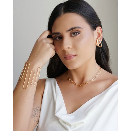 Bracelete Fio Ondas Banhado a Ouro 18K