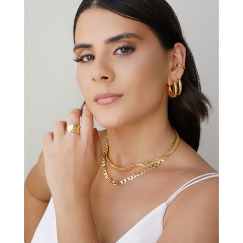 Choker Malha Cubana 6.5 mm Banhado a Ouro 18K