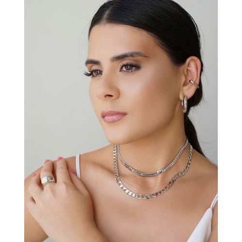 Choker Malha Cubana 6.5 mm Ródio Branco