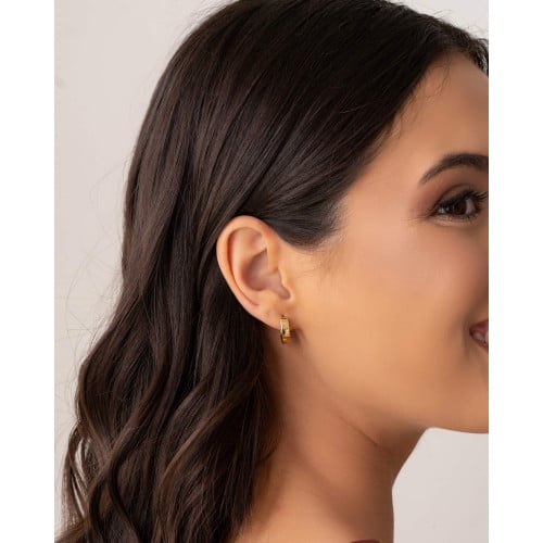 Brinco Argola Click Lisa 1.3 cm Banhado a Ouro 18K