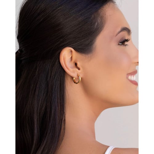 Brinco Argola Click Lisa 1.6 cm Banhado a Ouro 18K