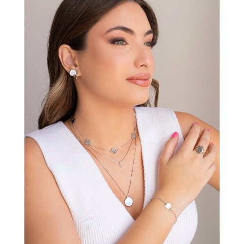 Anel Ajustável Redondo Liso Tamanho G Ródio Branco