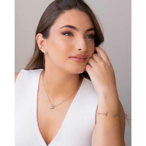 Bracelete Palito Liso Ródio Branco