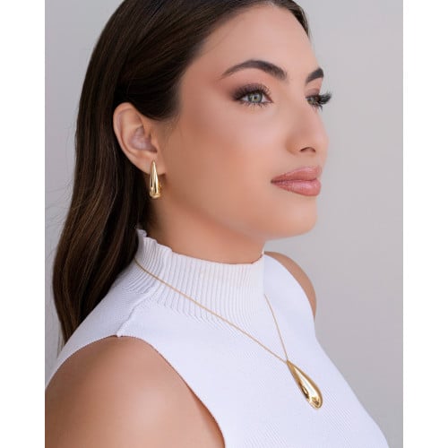 Brinco Argola Gota Lisa 3cm Banhado a Ouro 18K