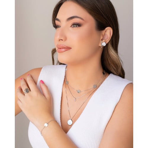 Pulseira Elos Plaquinhas Lisas Ródio Branco