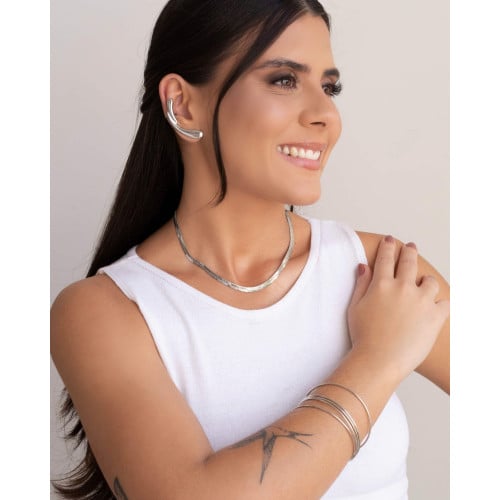 Bracelete Fechado Fio Ródio Branco