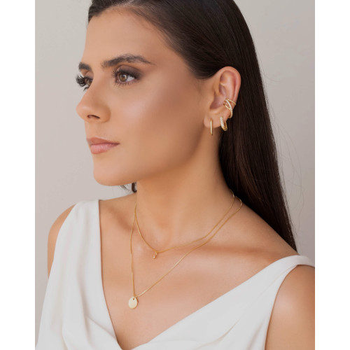 Brinco Argola Click Retangular Lisa 1.7 cm Banhado a Ouro 18K