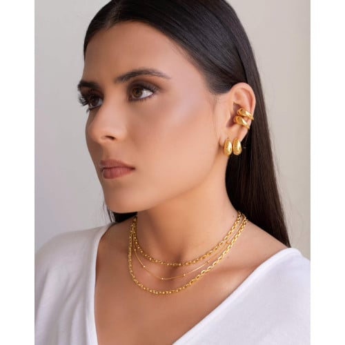 Brinco Argola Click Abaulada Lisa 1.7 cm Banhado a Ouro 18K