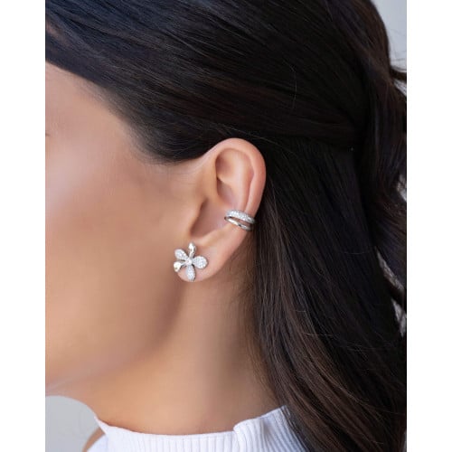 Piercing Dois Filetes Cravejados Cristal Ródio Branco
