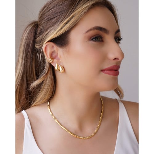 Brinco Gota Lisa 1.5 cm Banhado a Ouro 18K