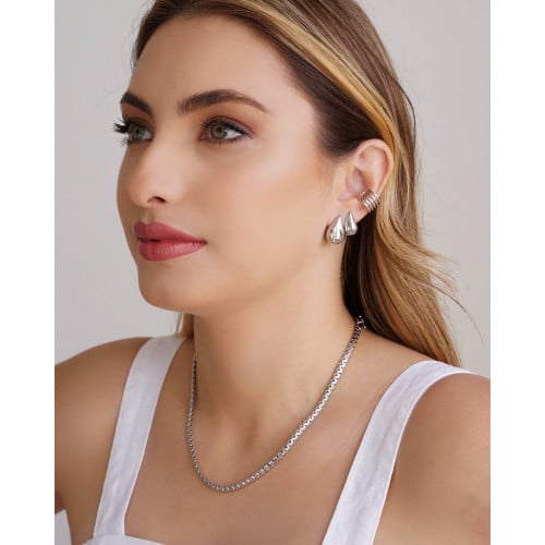 Brinco Gota Lisa 1.5 cm Ródio Branco