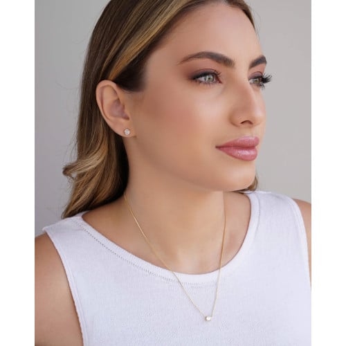 Conjunto Ponto de Luz Cristal 5 mm Banhado a Ouro 18K