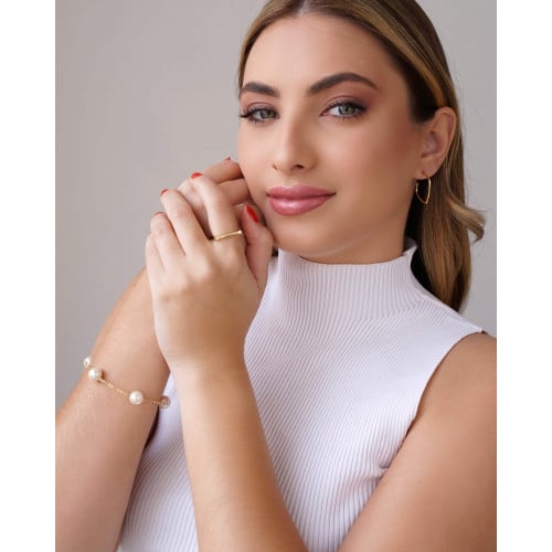 Anel Quadrado Liso Tamanho 17 Banhado a Ouro 18K