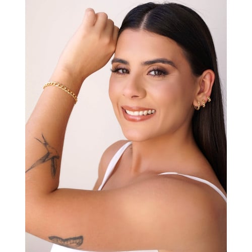 Brinco Argola Click Grumet 1.4 cm Banhado a Ouro 18K