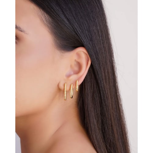 Trio de Argolas Torcidas Banhado a Ouro 18K