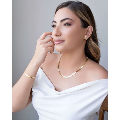 Pulseira Malha Fita 5 mm Banhado a Ouro 18K