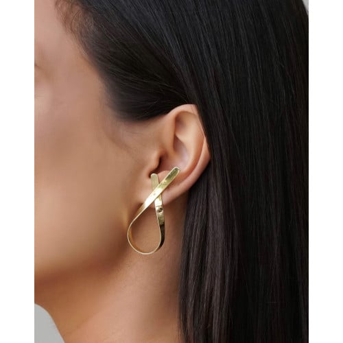 Brinco Laço Liso 5.0 cm Banhado a Ouro 18K