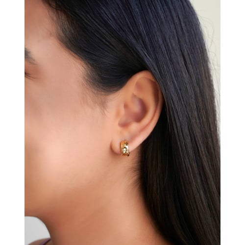 Brinco Argola Orgânica 1.2 cm Banhado a Ouro 18K