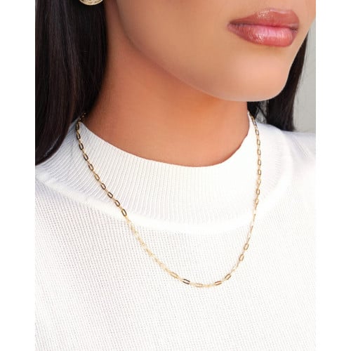 Gargantilha Elos Ovais 3 mm Banhado a Ouro 18K - 45 cm
