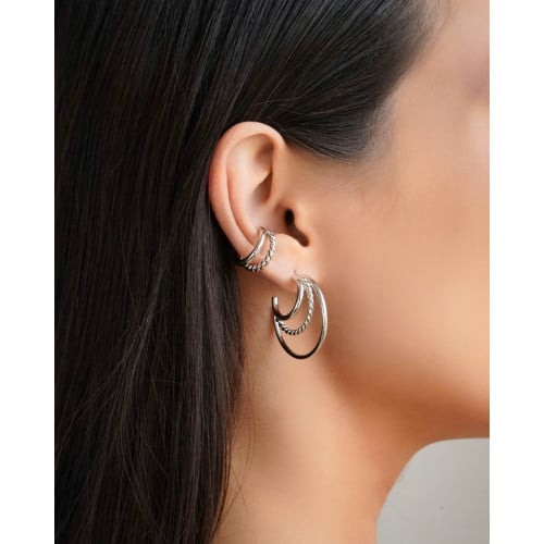 Piercing Filetes Liso e Torcido Ródio Branco