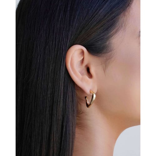 Brinco Argola Torcida Lisa 2.3 cm Banhado a Ouro 18K