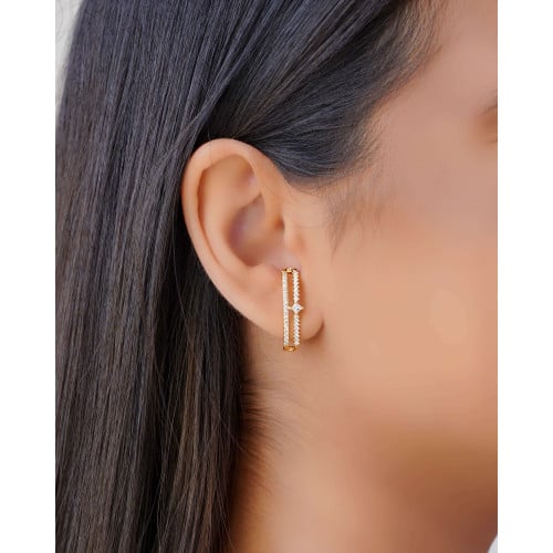 Ear Hook Cravejado Cristal 2.6 cm Banhado a Ouro 18K
