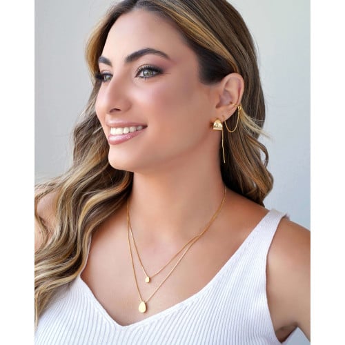 Gargantilha Dupla Veneziana Gotas Lisas Banhado a Ouro 18K