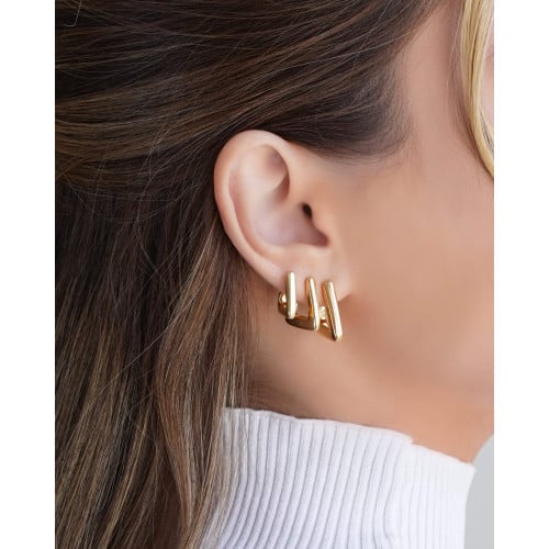 Brinco Argola Triangular Lisa 1.9 cm Banhado a Ouro 18K