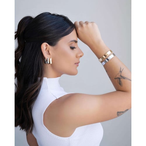 Brinco Argola Quadrada Lisa 1.9 cm Banhado a Ouro 18K