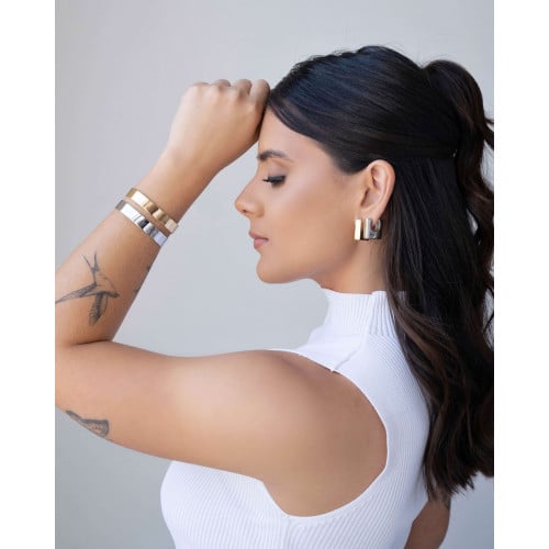 Brinco Argola Quadrada Lisa 1.9 cm Ródio Branco