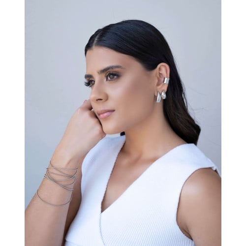 Brinco Gota Frisada 2.2 cm Ródio Branco