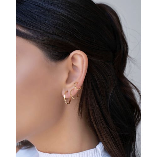 Brinco Argola Reta Lisa 1.4 cm Banhado a Ouro 18K