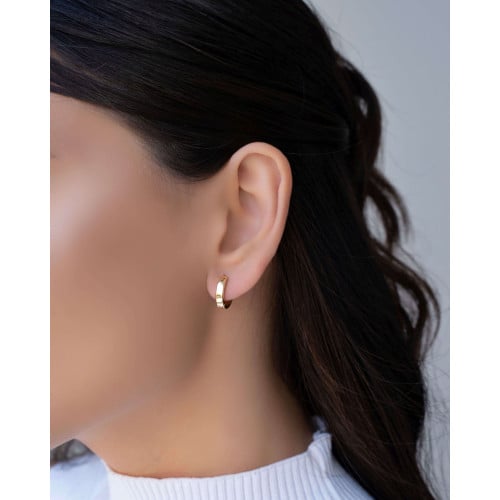 Brinco Argola Click Reta Lisa 1.3 cm Banhado a Ouro 18K