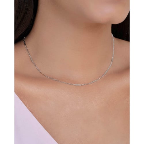 Choker Grumet Achatada Ródio Branco - 33 cm
