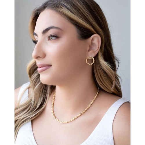 Brinco Argola Torcida 2.0 cm Banhado a Ouro 18K