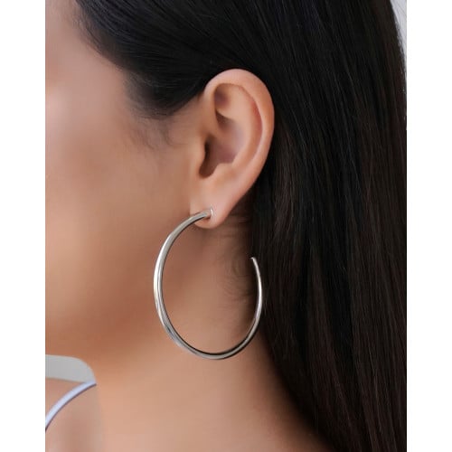 Brinco Argola Tubo 6.5 cm Ródio Branco