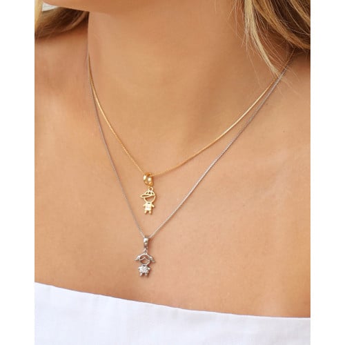 Pingente Filho Ponto de Luz Cravejado Cristal 1.4 cm Banhado a Ouro 18K