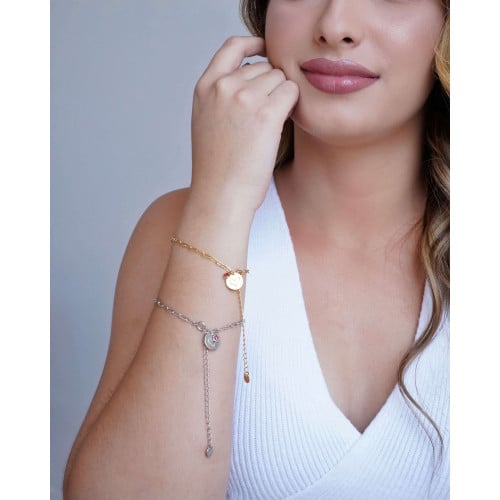 Pulseira Elos Pingente Coração Always With You Banhado a Ouro 18K